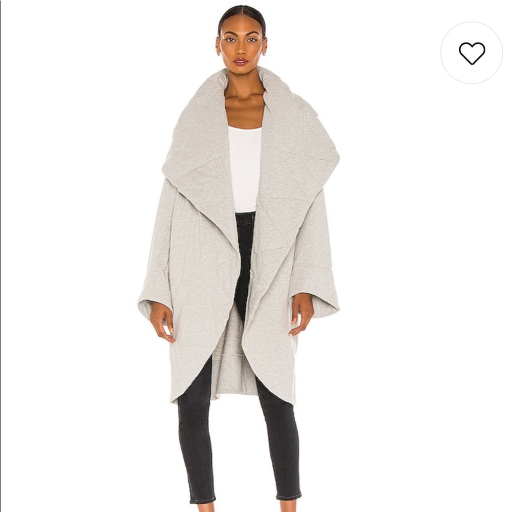 Norma kamali grey shawl collar coat